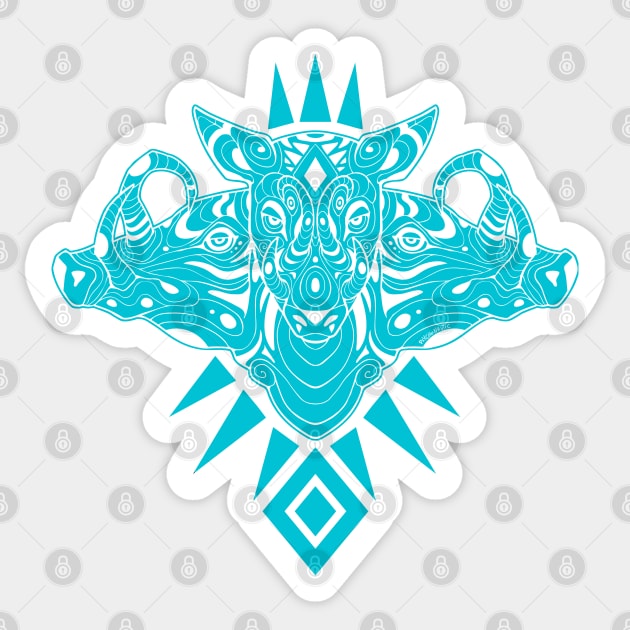 Babirusa- blue Sticker by Psychonautic